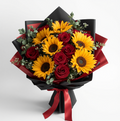 Roses and Sunflowers Wrapped Bouquet