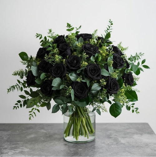 Gothic Beauty Black Rose Arrangement