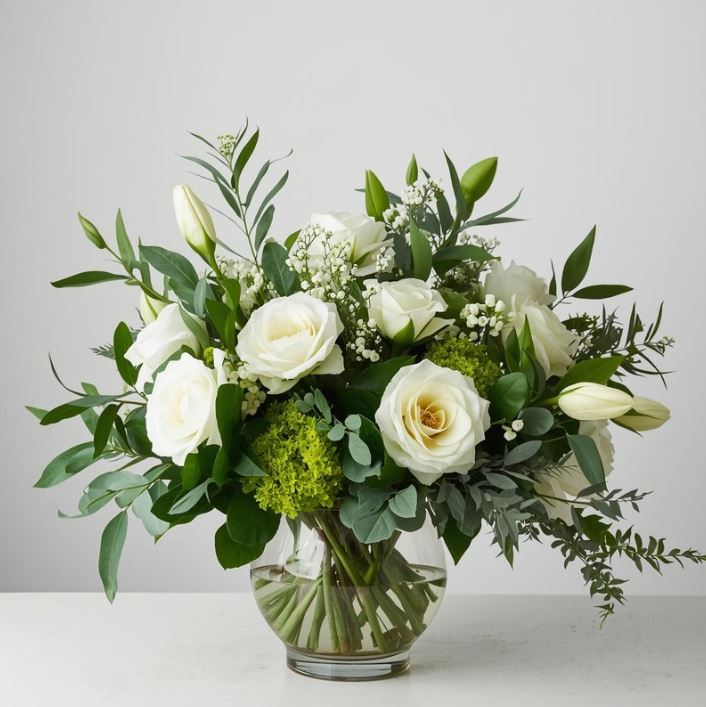 Birthday Blooms, White and Modern - Flowers & Cake Pops Gift Set