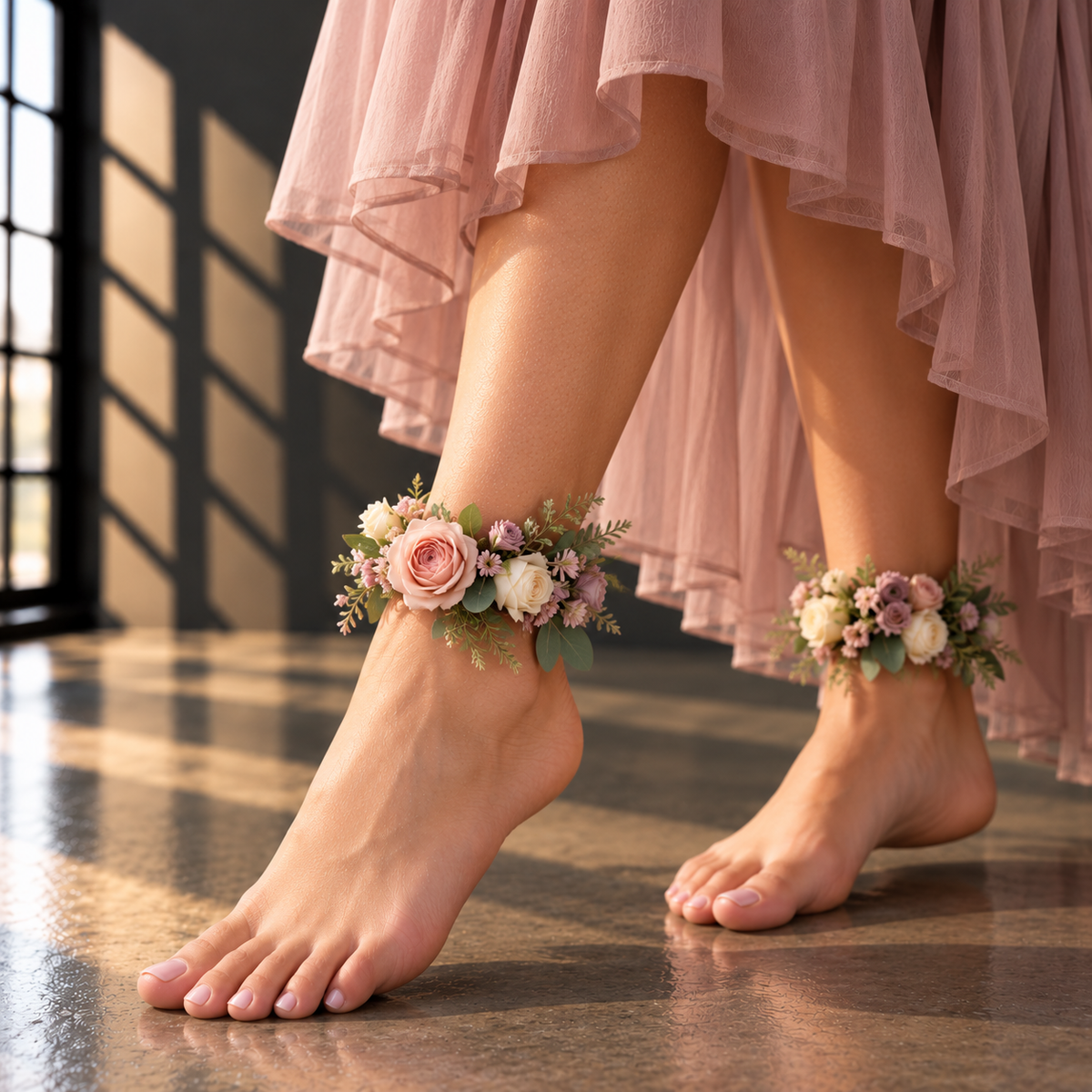 Floral Anklet Pair