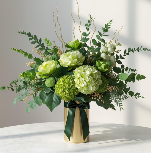 Gold and Elegant Green Lush Arrangement