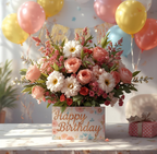 Birthday bloom box fresh flowers in gift box happy birthday arrangement