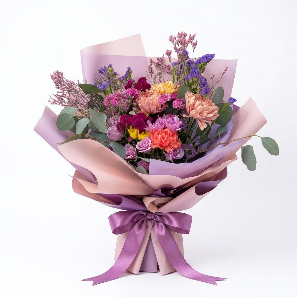 Mauve Harmony Wrapped Bouquet