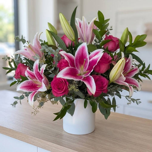 Stargazer Lily and Rose Arrangement