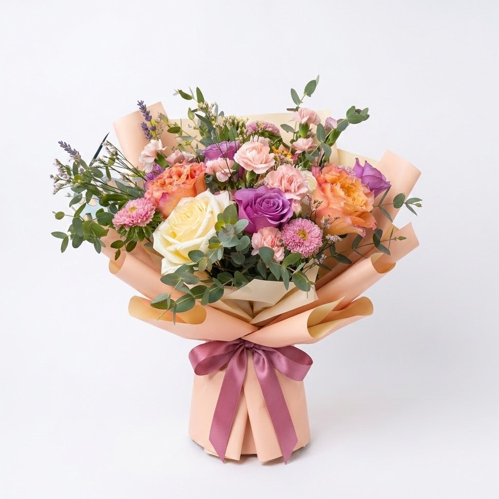Golden Peach Wrapped Bouquet