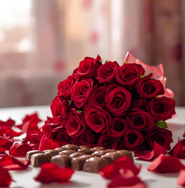 XOXO Blooms - Rose Bouquet and Chocolate Gift Delivery